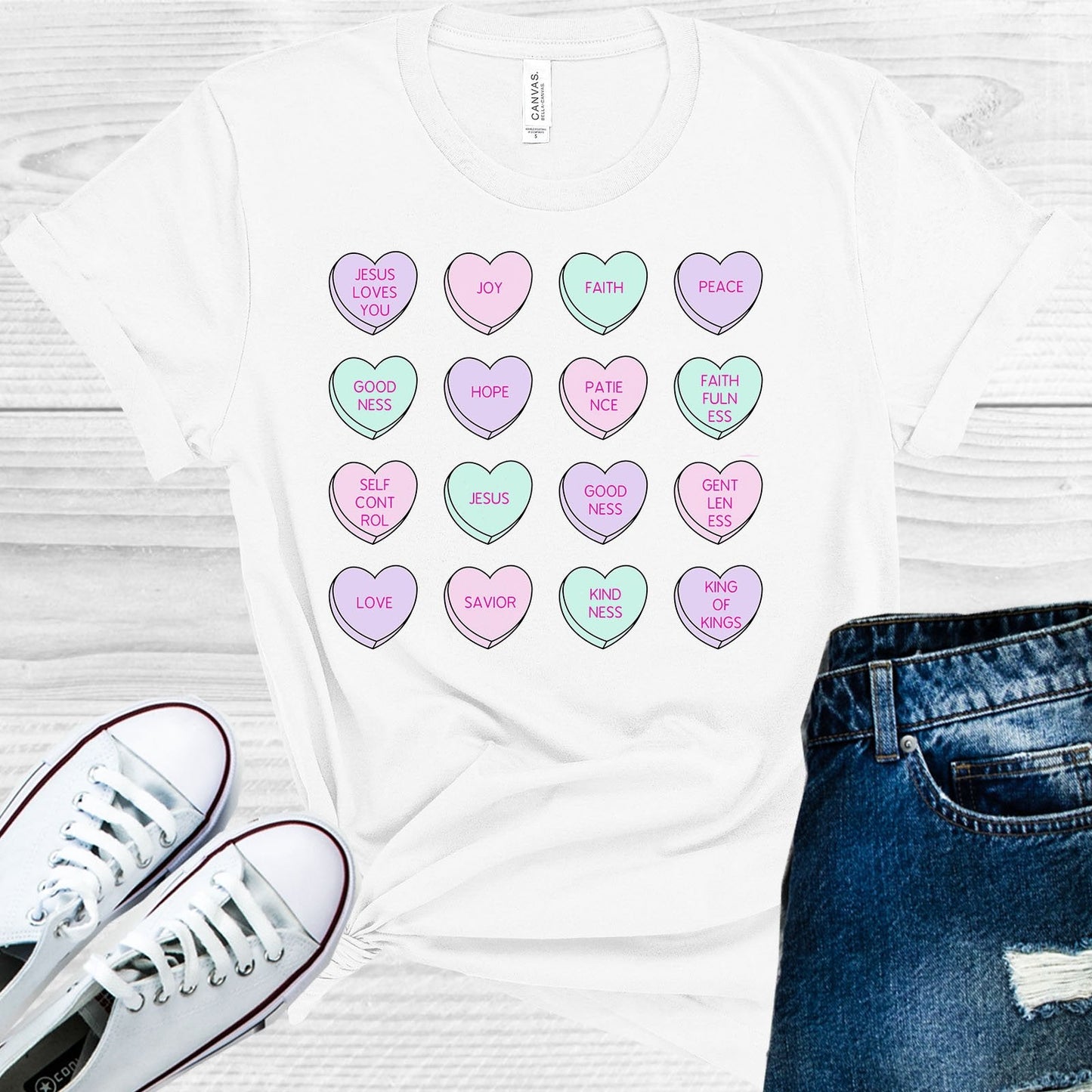Faith Conversation Hearts Graphic Tee