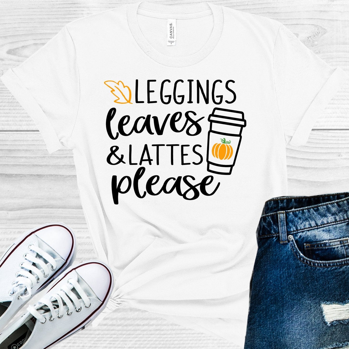 Leggings Leaves & Lattes Please Graphic Tee