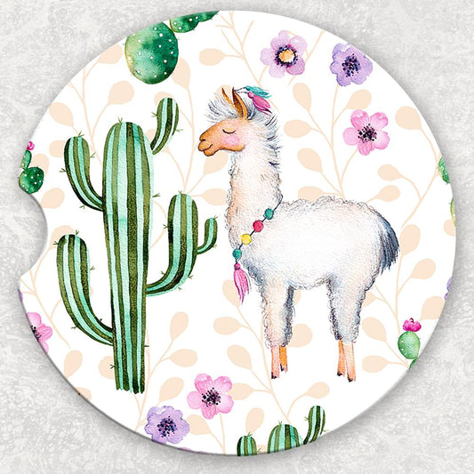 Car Coaster Set - Llama and Cactus