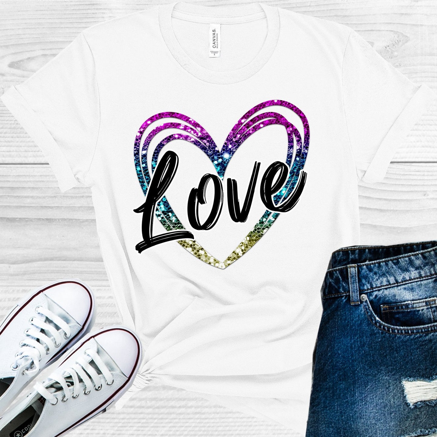 Love Rainbow Heart Graphic Tee