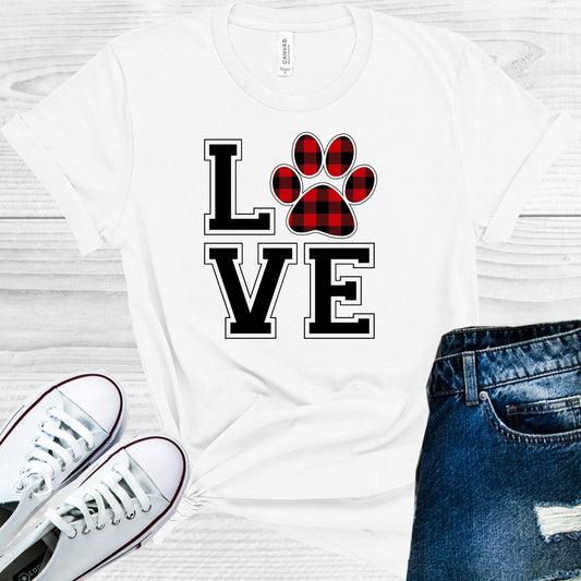 Buffalo Plaid Love Paw Print Graphic Tee