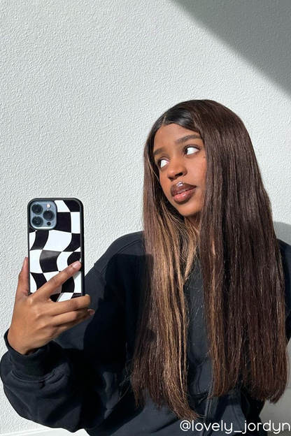 Black Wavy Checkered iPhone Case