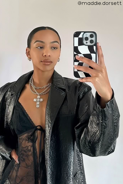 Black Wavy Checkered iPhone Case