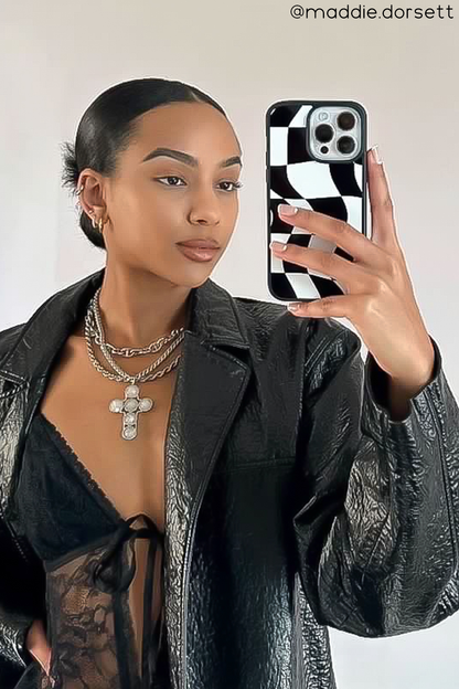 Black Wavy Checkered iPhone Case