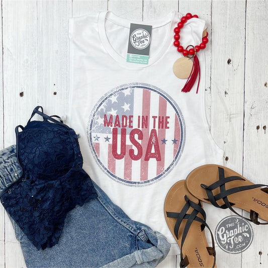 Made In The USA Ladies Muscle Tank Crop Top