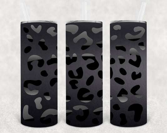 Matte Black Leopard 20 oz Skinny Tumbler