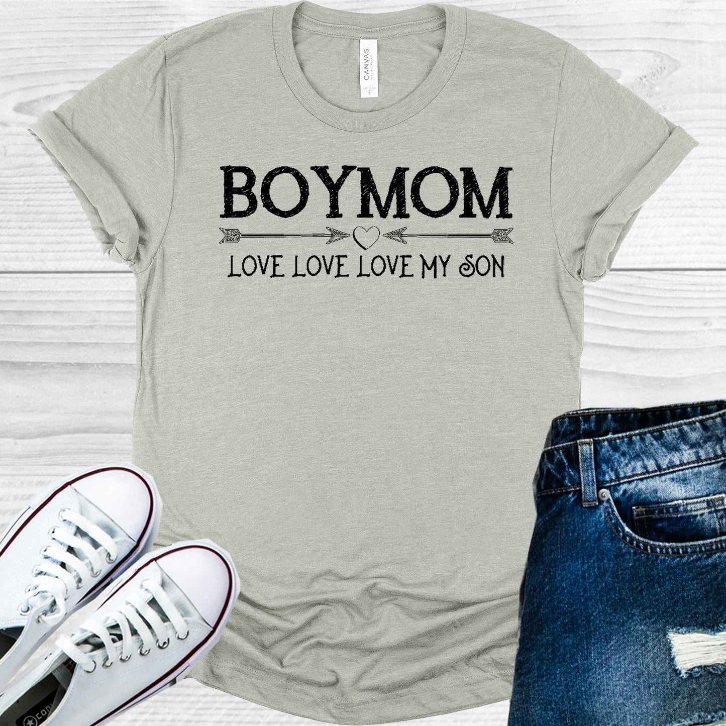Boy Mom Love Love Love My Son Graphic Tee