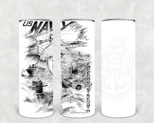 US Navy 20 oz Skinny Tumbler