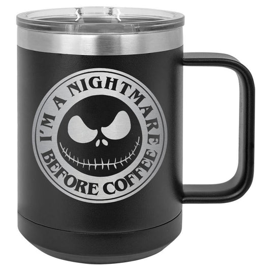 I'm a Nightmare Before Coffee 15 oz Polar Camel Coffee Mug with Sliding Lid