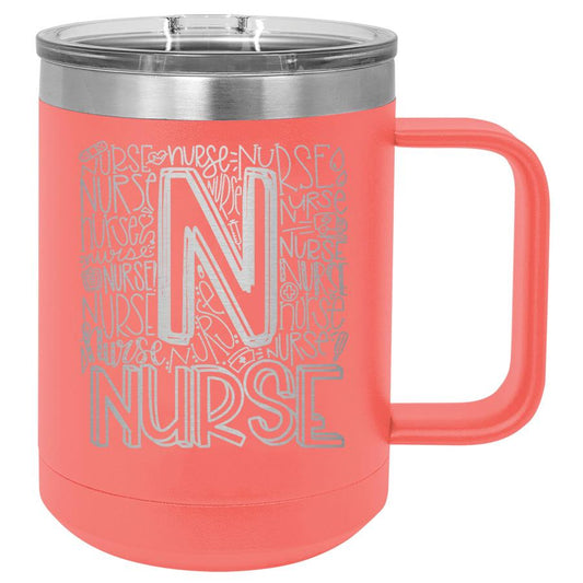 Nurse Subway Art 15 oz Polar Camel Coffee Mug with Sliding Lid
