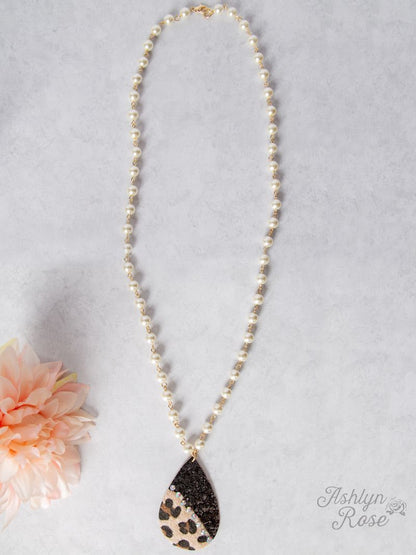 Split Between Shine and Grind Teardrop Necklace, Black