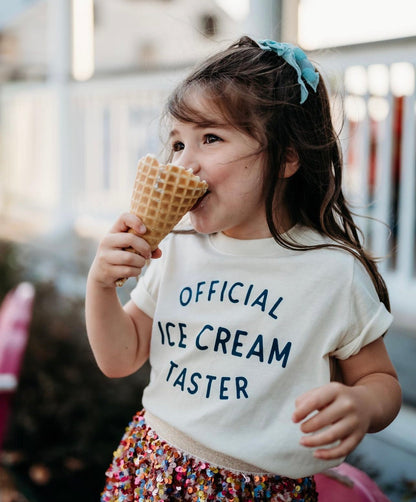 Official Ice Cream Taster Kids Graphic Cotton T-Shirt
