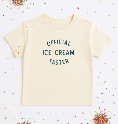 Official Ice Cream Taster Kids Graphic Cotton T-Shirt
