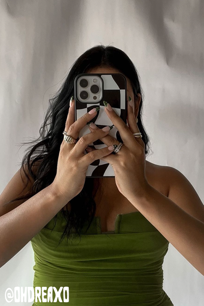 Black Wavy Checkered iPhone Case