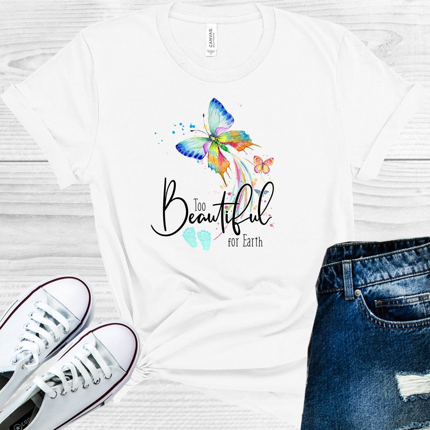 Too Beautiful for Earth Butterfly Graphic Tee