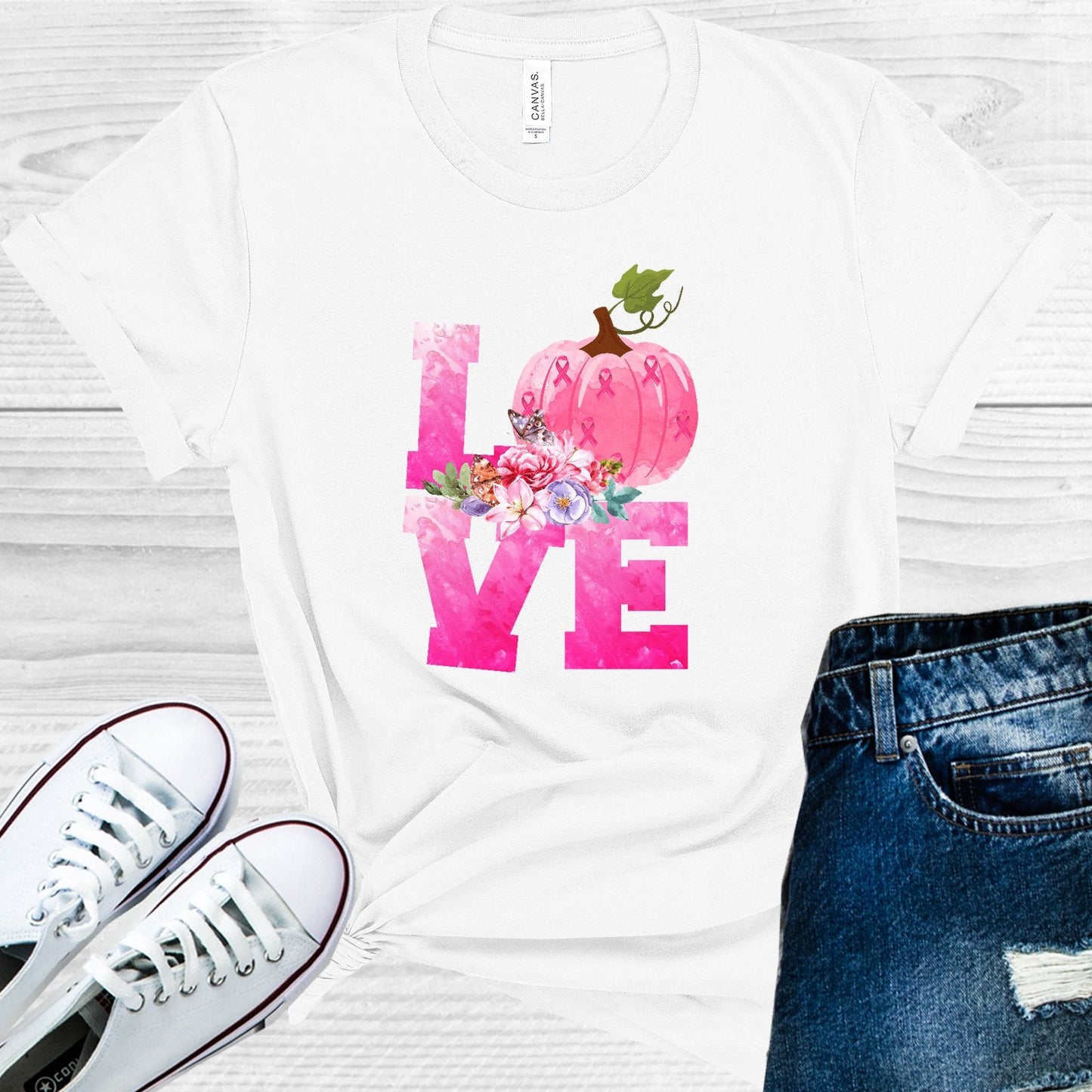 Love Pink Pumpkin Graphic Tee
