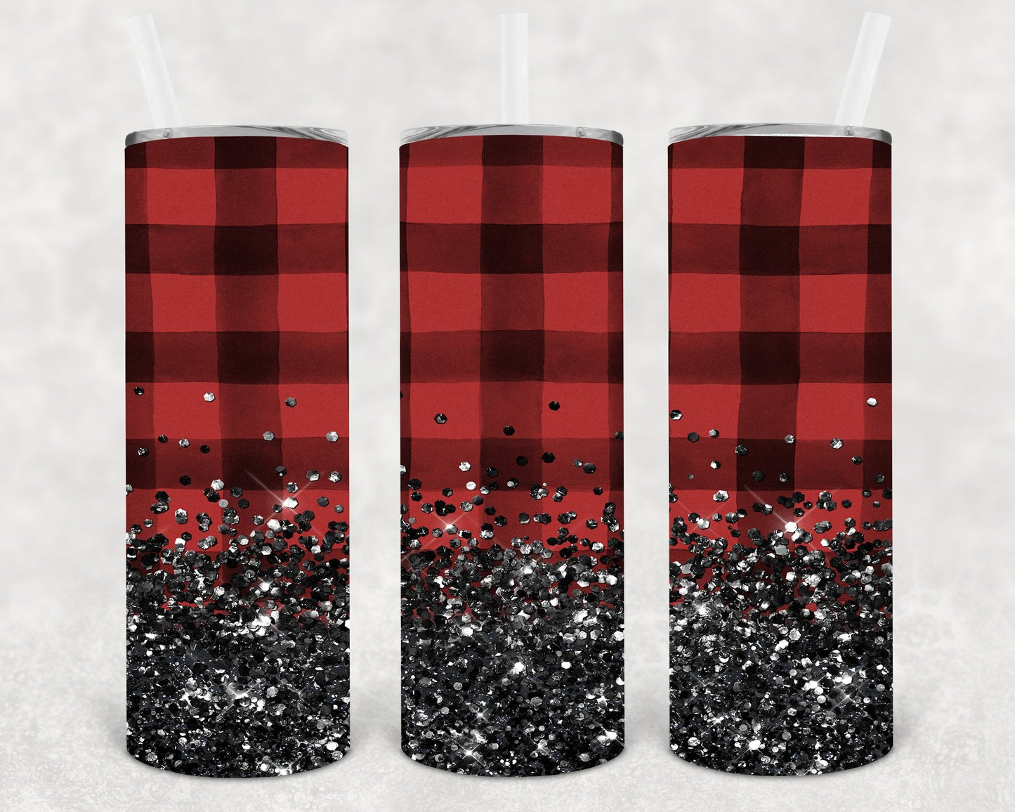 Plaid Glitter 20 oz Skinny Tumbler
