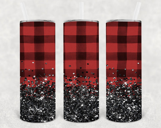 Plaid Glitter 20 oz Skinny Tumbler