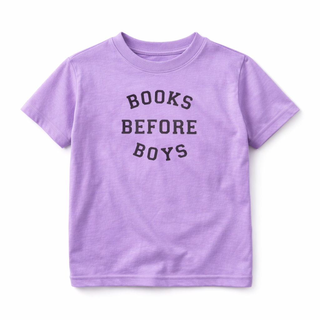Purple Books Before Boys Tee
