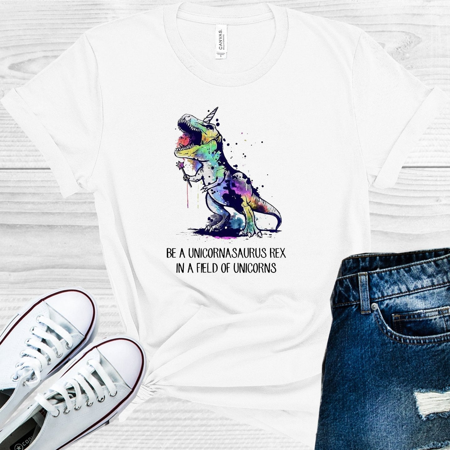 Be a Unicornasaurus Rex in a Field of Unicorns Graphic Tee