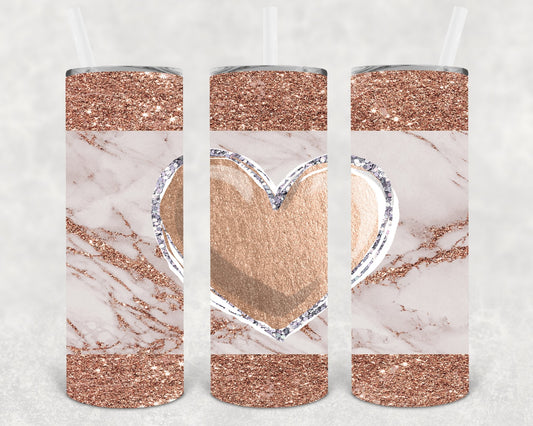 Rose Gold Heart 20 oz Skinny Tumbler