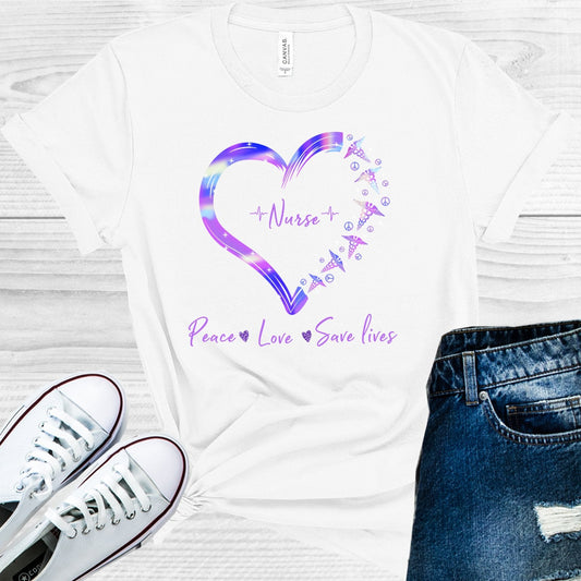 Nurse Peace Love Save Lives Graphic Tee