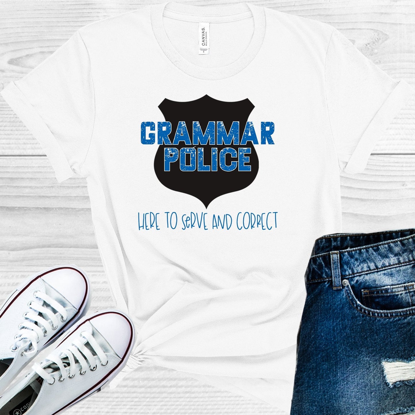 Grammar Police Here to Serve and Correct Graphic Tee