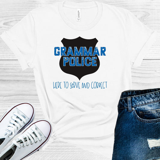 Grammar Police Here to Serve and Correct Graphic Tee