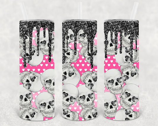 Hearts and Skulls 20 oz Skinny Tumbler