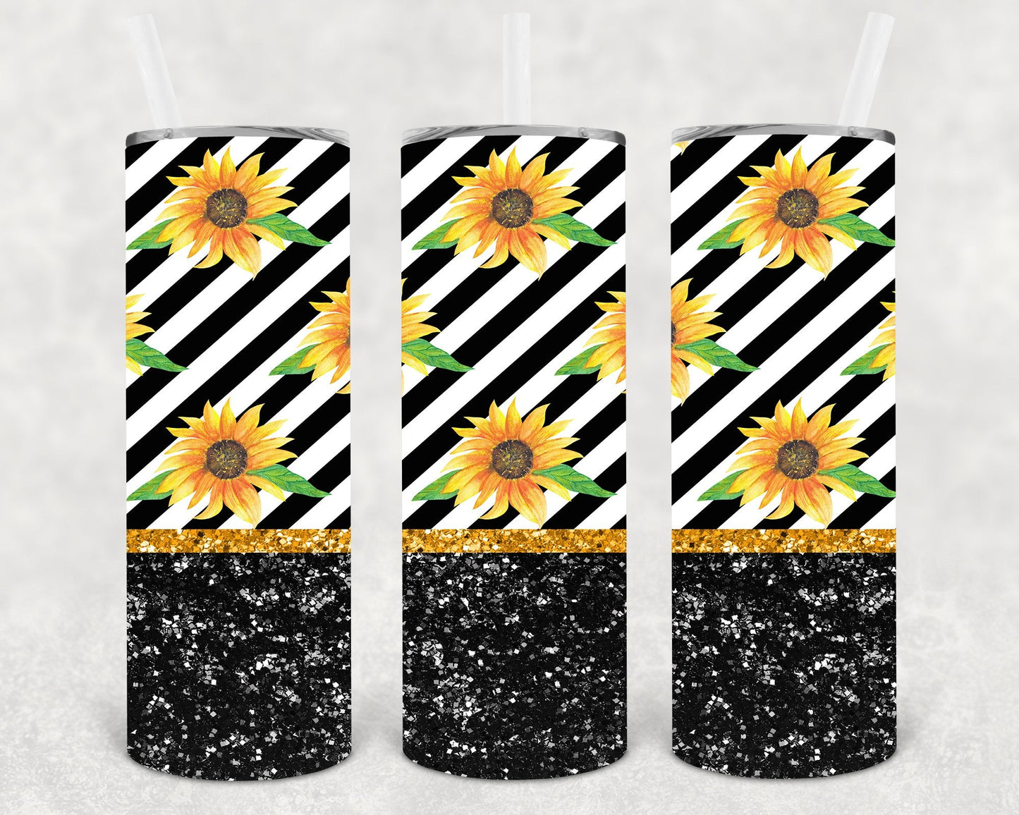 Sunflowers and Stripes 20 oz Skinny Tumbler