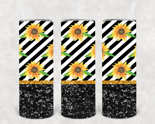 Sunflowers and Stripes 20 oz Skinny Tumbler