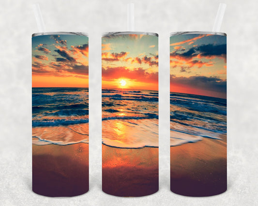 Beach Sunset 20 oz Skinny Tumbler