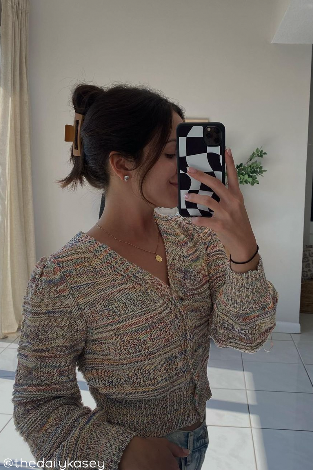 Black Wavy Checkered iPhone Case