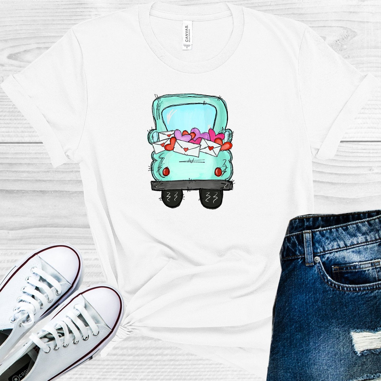 Love Letters Doodle Truck Graphic Tee