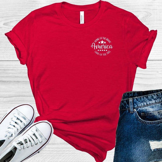 America Land of the Free Home of the Brave Pocket Graphic Tee