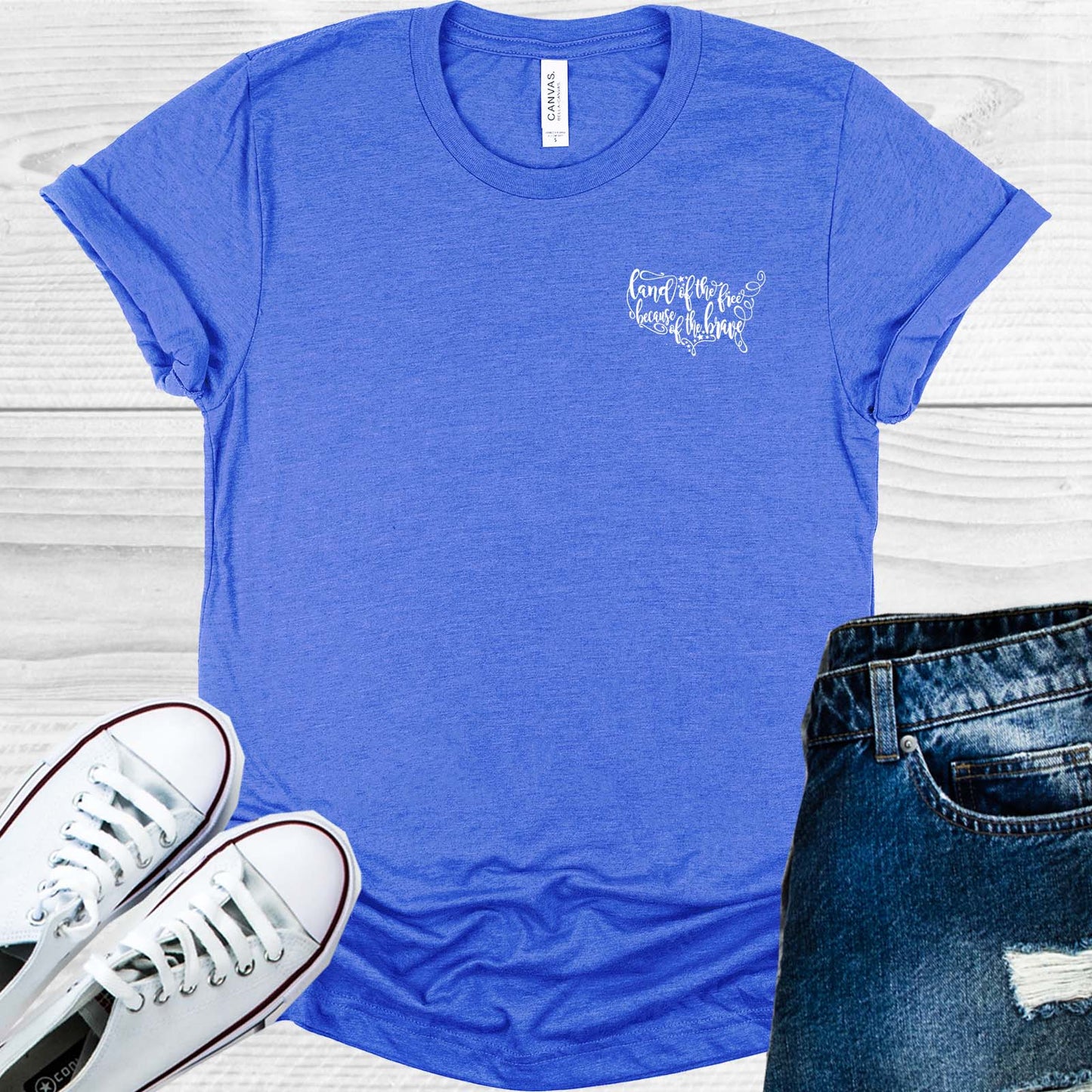 Land of the Free Because of the Brave Pocket Graphic Tee