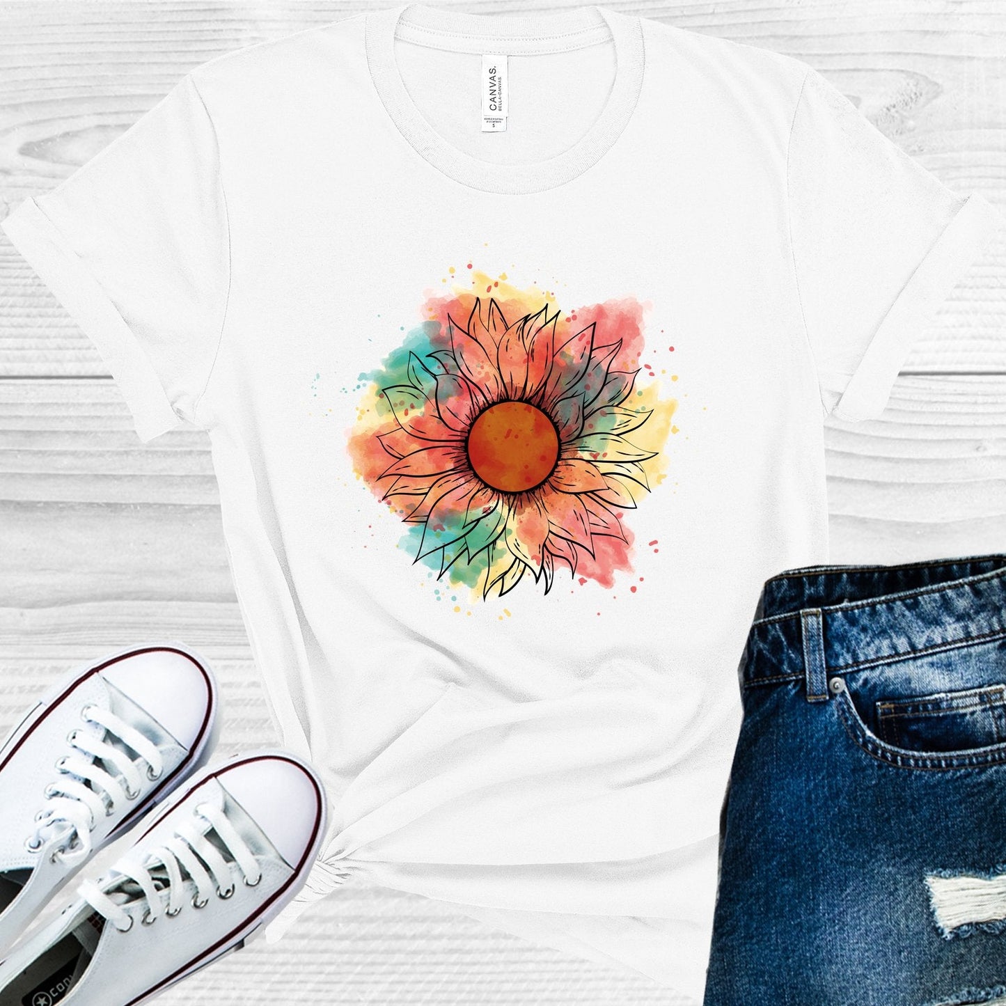 Watercolor Sunflower Graphic Tee