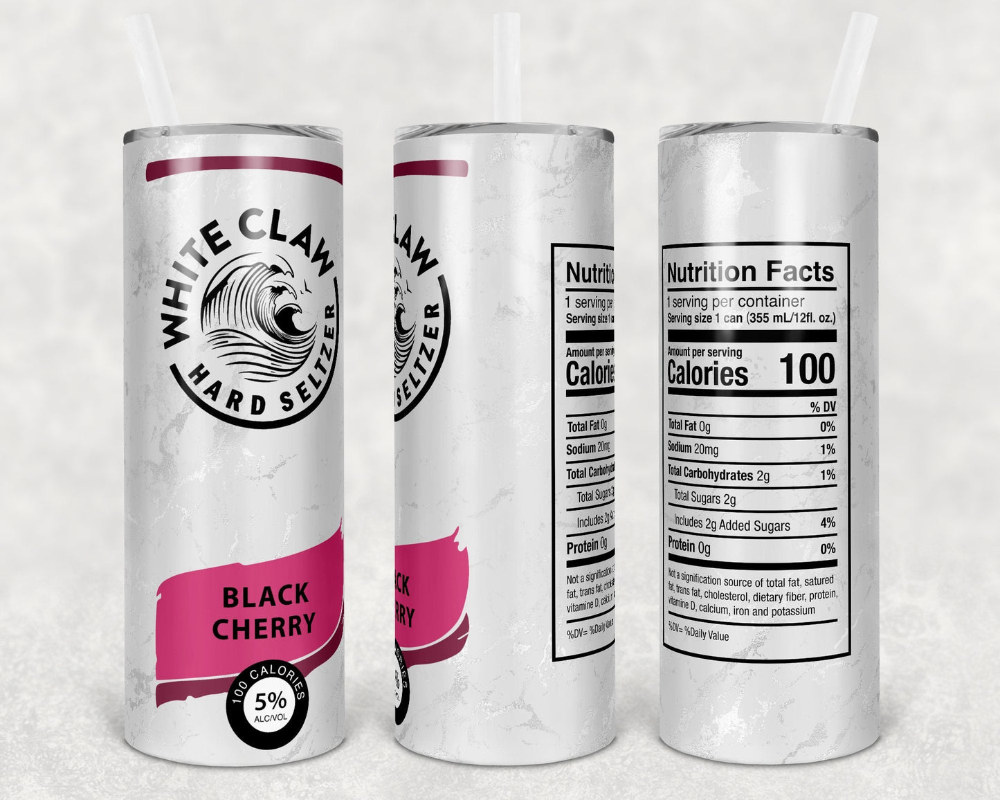 White Claw Black Cherry 20 oz Skinny Tumbler