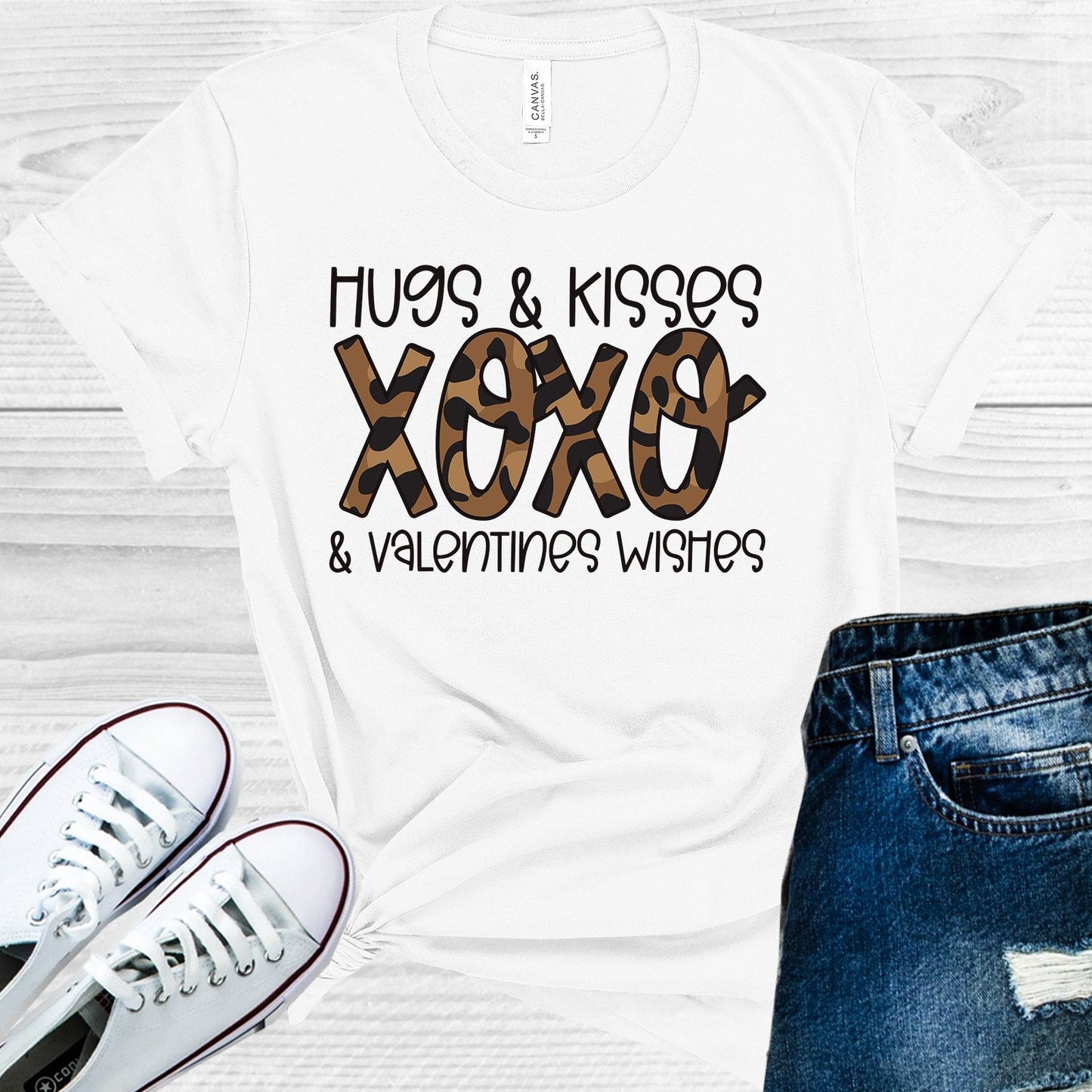 Hugs & Kisses & Valentines Wishes Graphic Tee