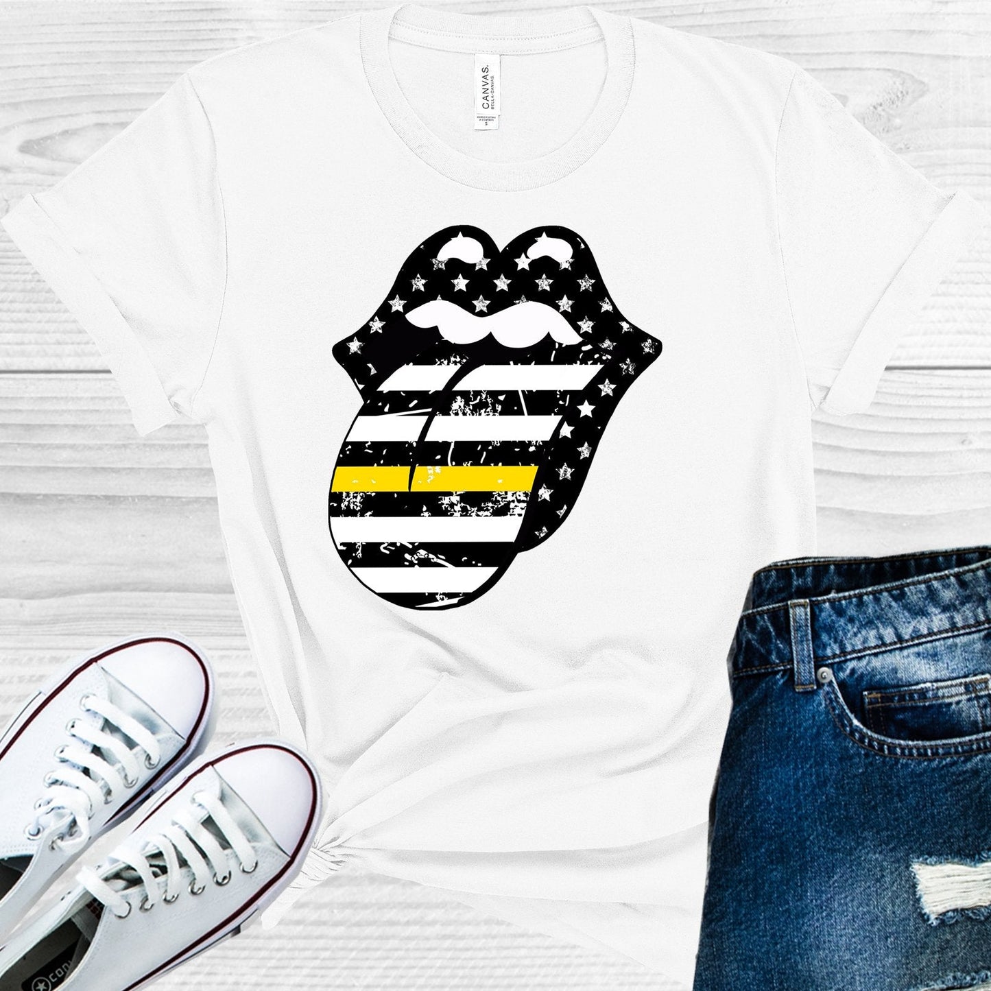 Thin Yellow Line Tongue Graphic Tee