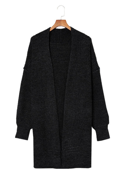 Grey Plaid Contrast Trim Casual Knit Cardigan for Women