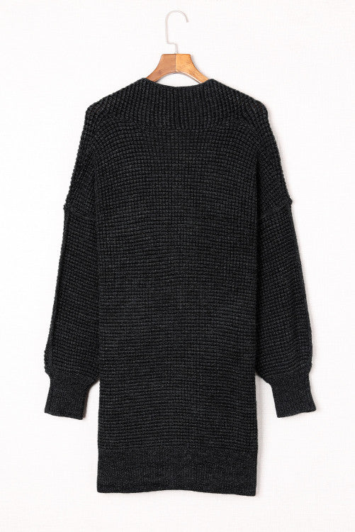 Grey Plaid Contrast Trim Casual Knit Cardigan for Women