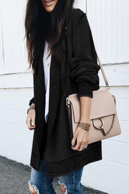 Grey Plaid Contrast Trim Casual Knit Cardigan for Women